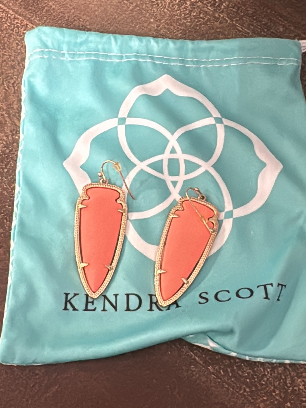 Kendra Scott Coral Pink Elongated Drop Earrings